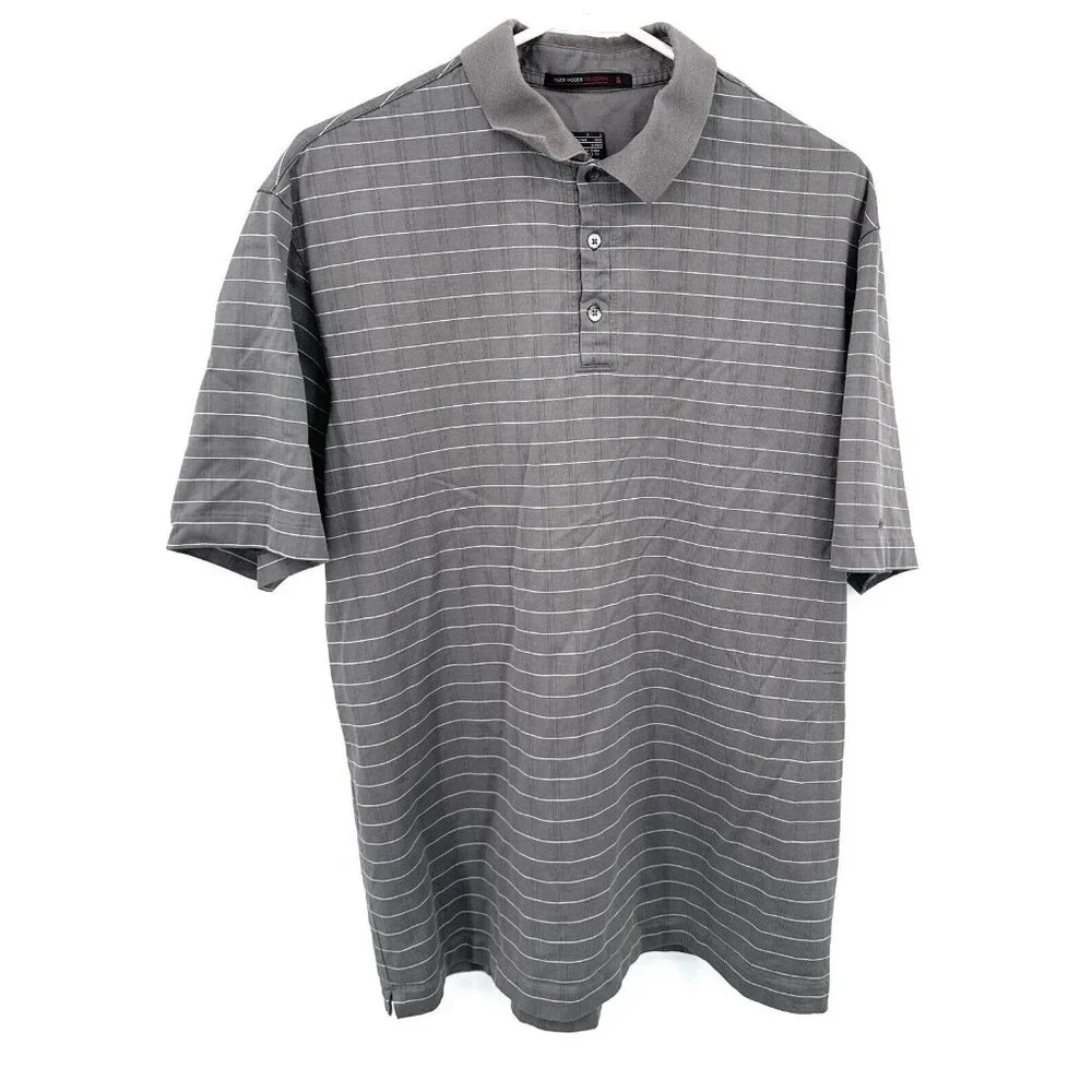 Nike Tiger Woods Golf Polo Shirt Mens L Gray Short‎ Sleeve